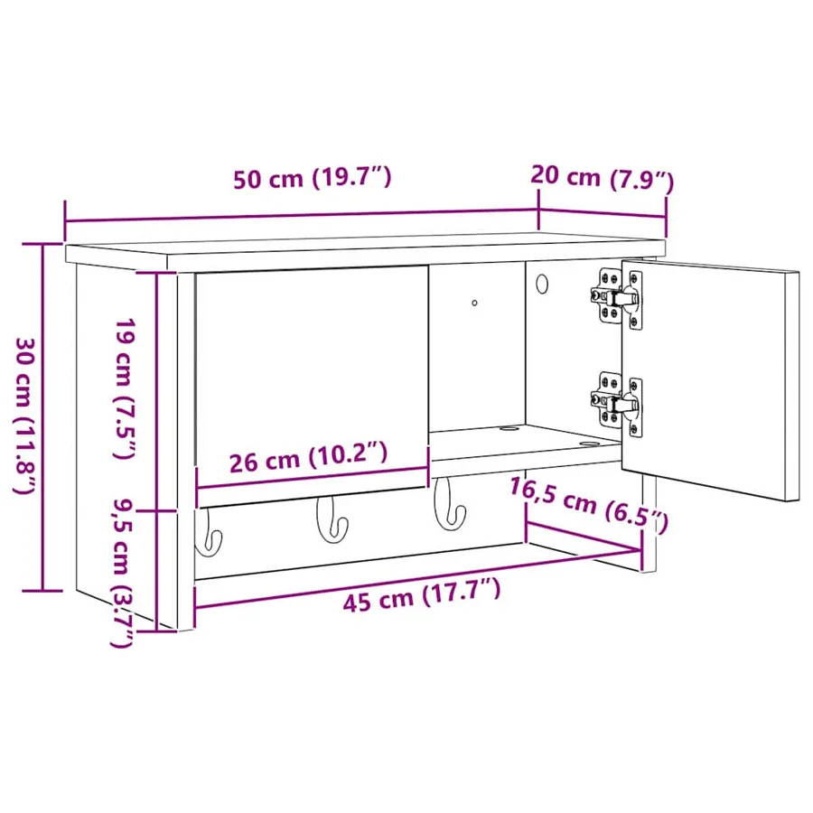 Porte-manteau mural avec étagère Gris Sonoma 50 x 20 x 30 cm - 13