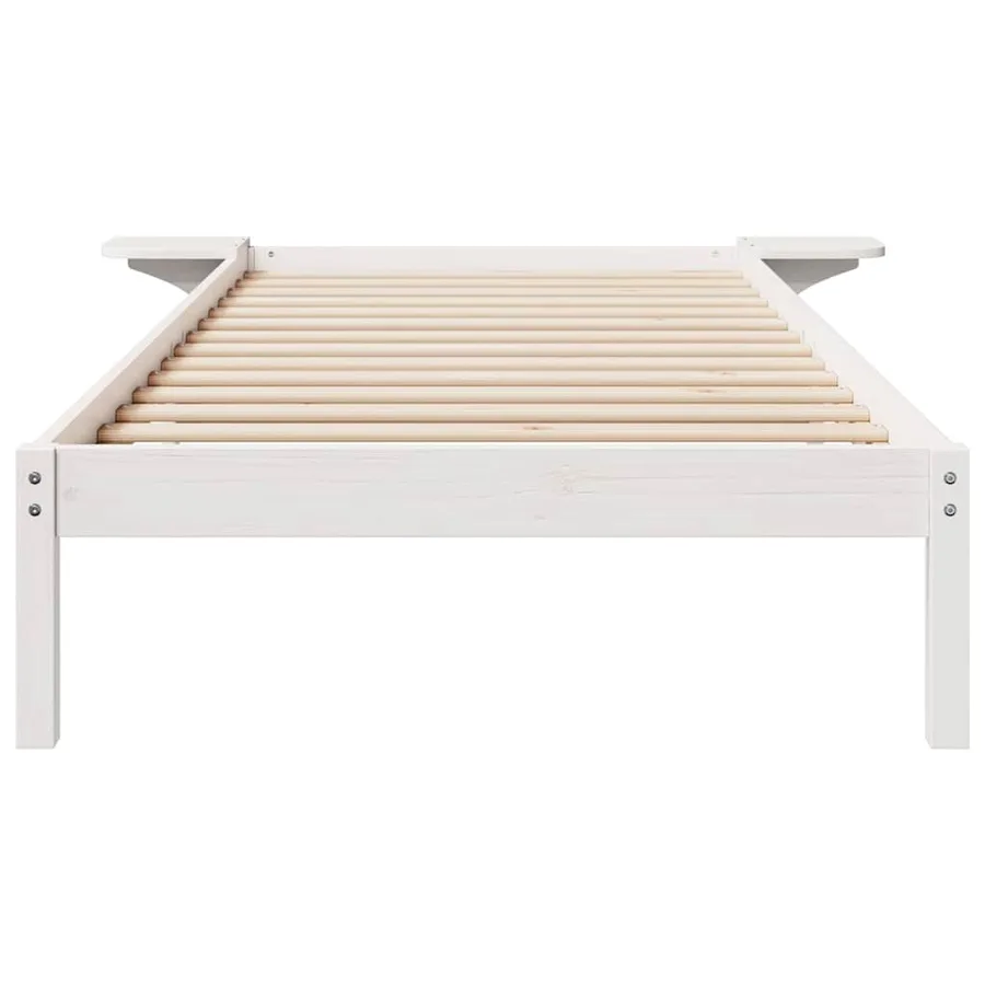 Cadre de lit avec tables de chevet Blanc 90 x 210 cm Pin massif - 5