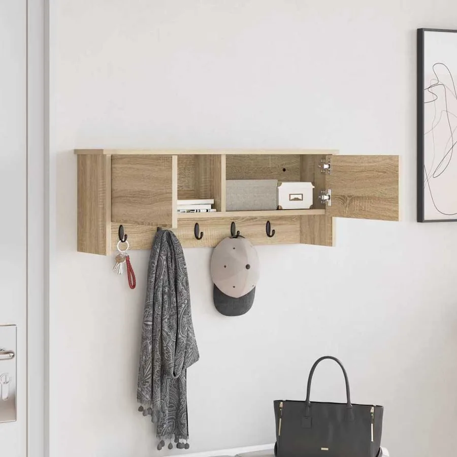 Porte-manteau mural avec étagère Chêne Sonoma 80 x 20 x 30 cm - 4