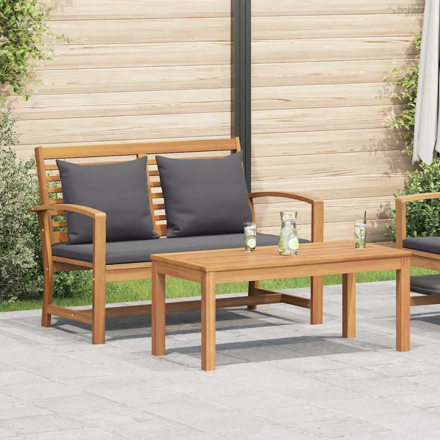 banc Brun et gris foncé 110 x 66 x 76 cm Bois de teck massif