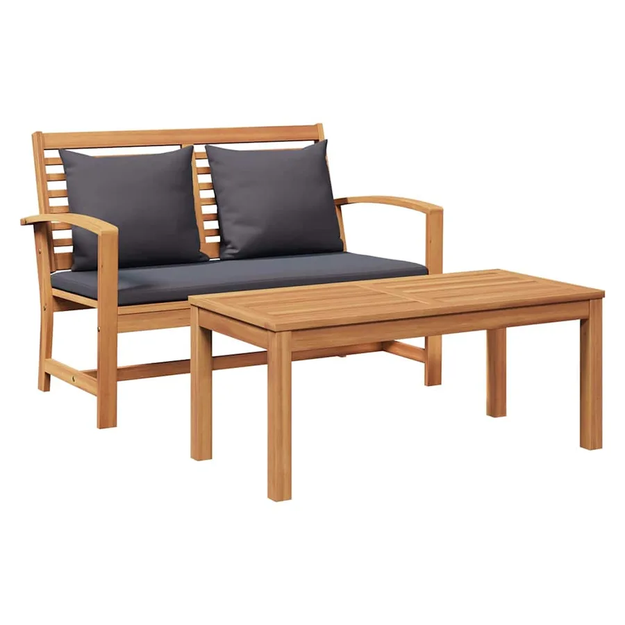 banc Brun et gris foncé 110 x 66 x 76 cm Bois de teck massif - 2