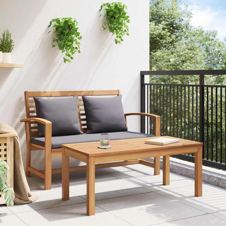 banc Brun et gris foncé 110 x 66 x 76 cm Bois de teck massif - 4
