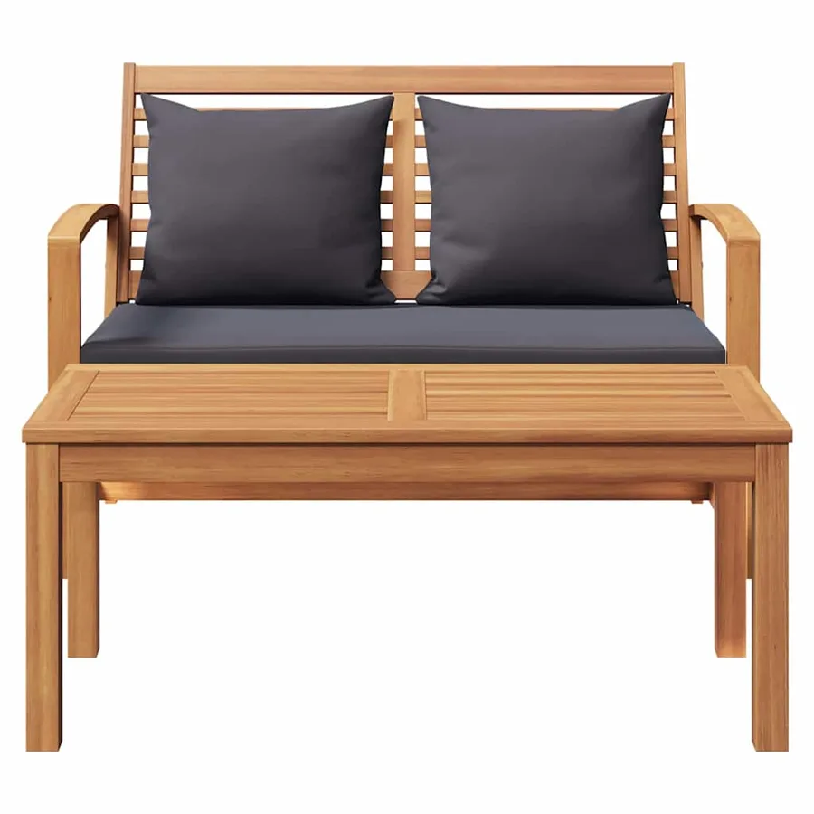 banc Brun et gris foncé 110 x 66 x 76 cm Bois de teck massif - 5