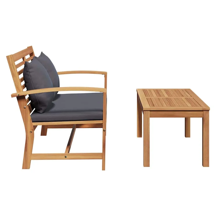 banc Brun et gris foncé 110 x 66 x 76 cm Bois de teck massif - 6