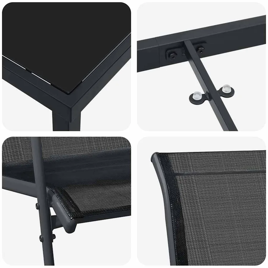 Ensemble de salle à manger pour jardin 7 pcs Noir - 9