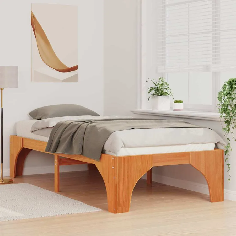 Cadre de lit Marron 75 x 190 cm Pin massif - 3