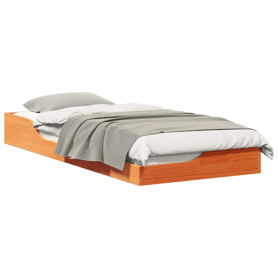Cadre de lit Brun cire 100 x 210 cm Pin massif - 2