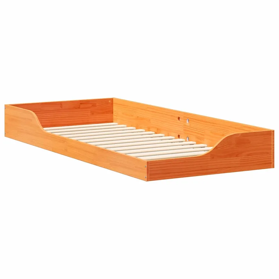 Cadre de lit Brun cire 100 x 210 cm Pin massif - 4