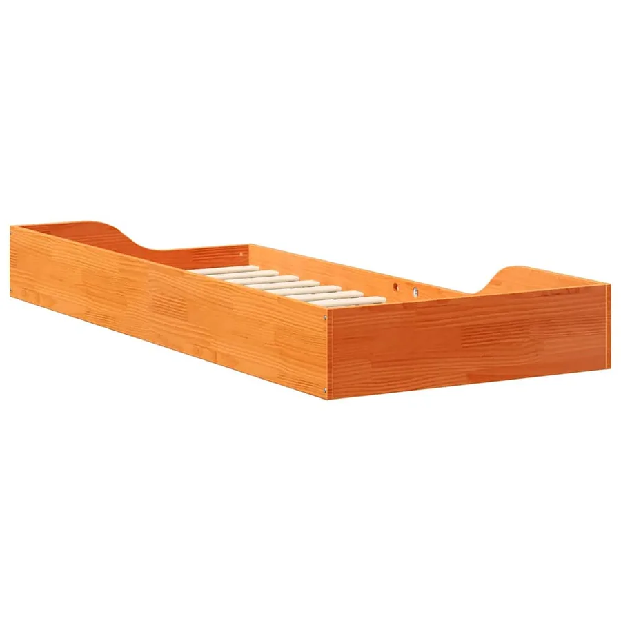 Cadre de lit Brun cire 100 x 210 cm Pin massif - 7