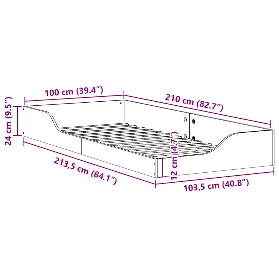 Cadre de lit Brun cire 100 x 210 cm Pin massif - 8
