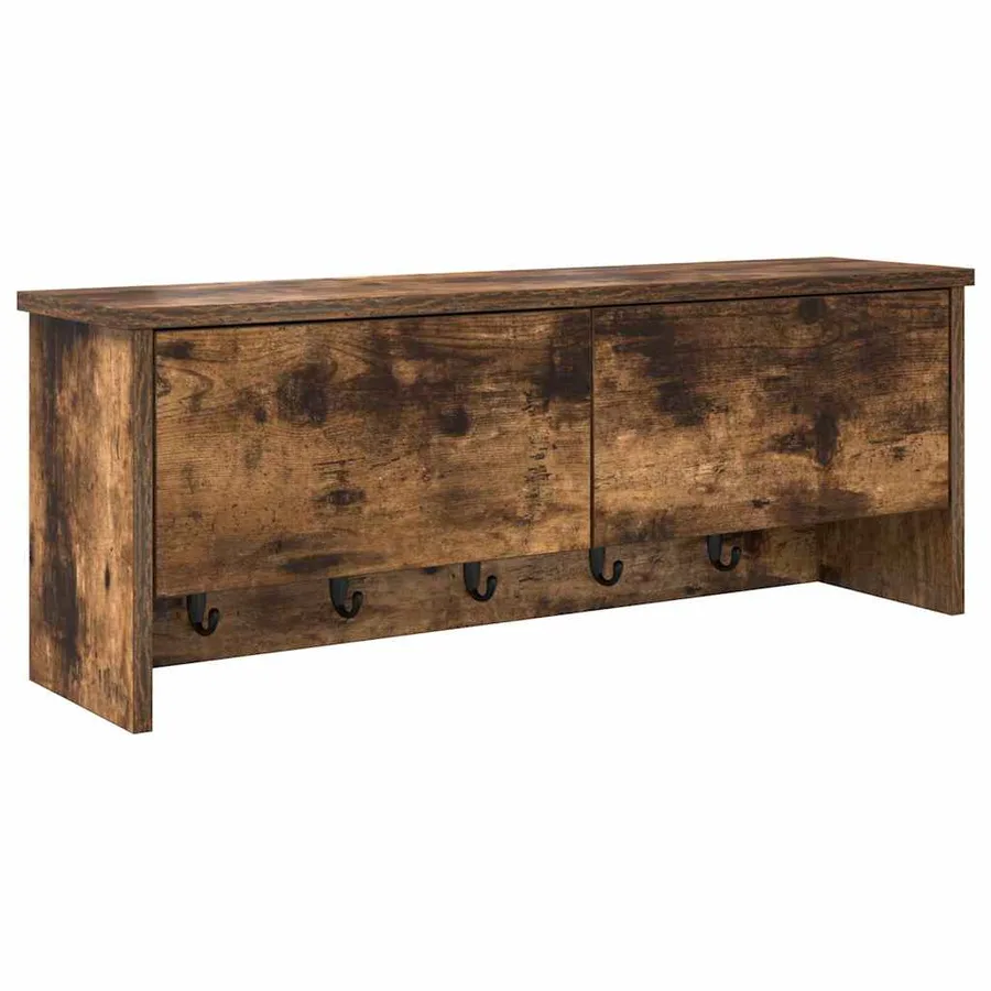 Porte-manteau mural avec étagère Chêne fumé 80 x 20 x 30 cm - 2