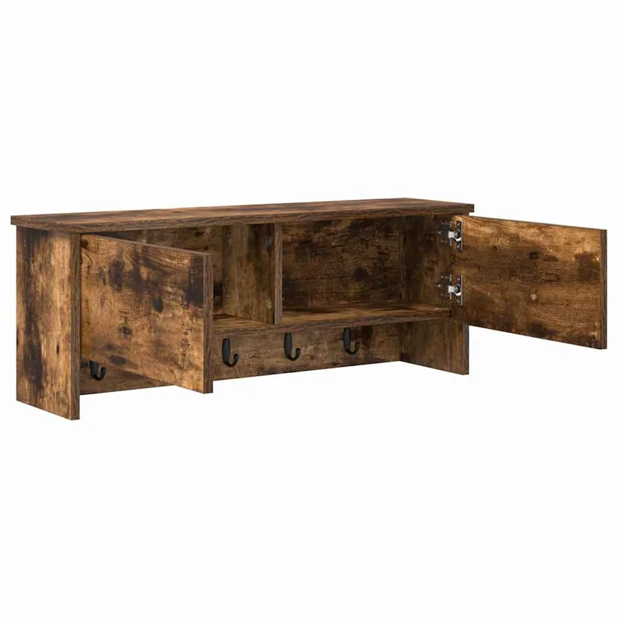 Porte-manteau mural avec étagère Chêne fumé 80 x 20 x 30 cm - 5