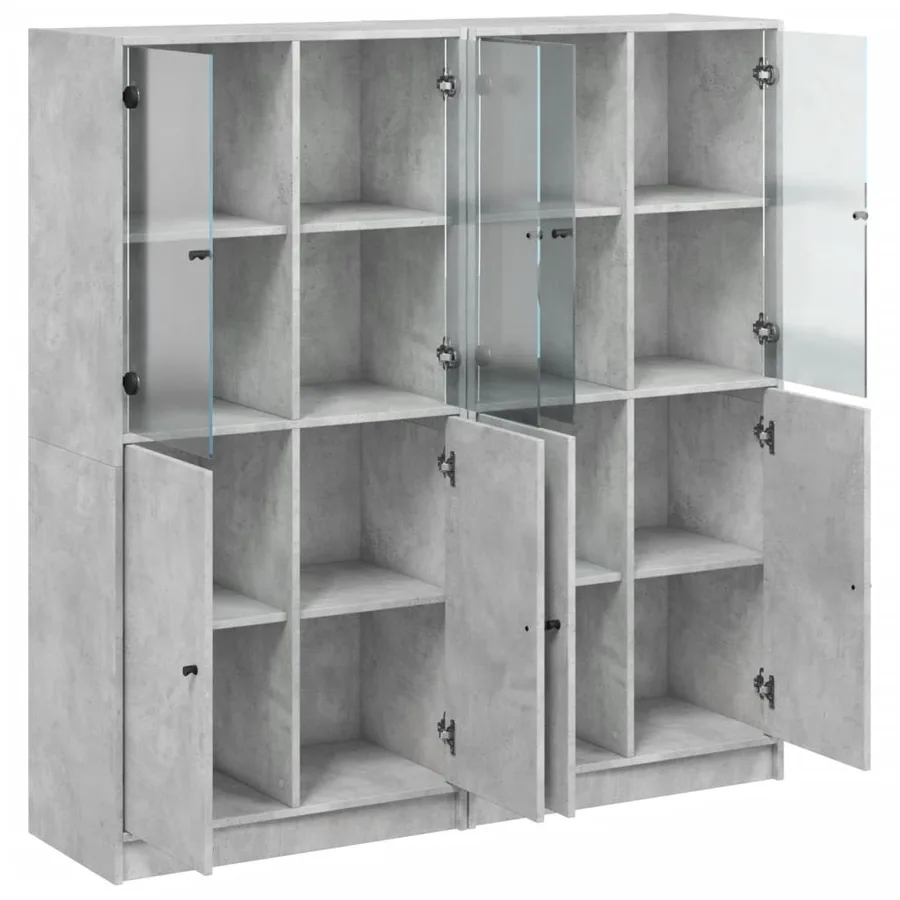 Bibliothèque avec portes gris béton 136x37x142 cm - 6