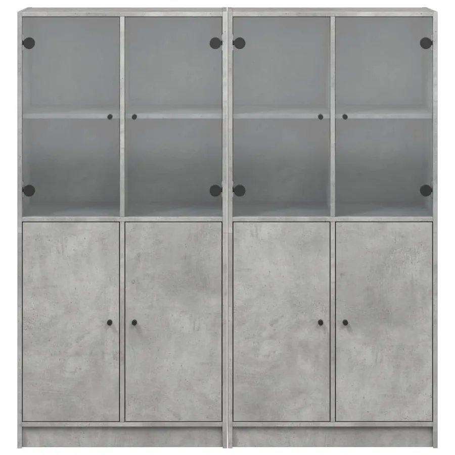 Bibliothèque avec portes gris béton 136x37x142 cm - 7