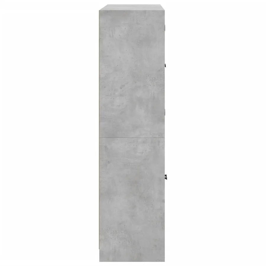 Bibliothèque avec portes gris béton 136x37x142 cm - 8
