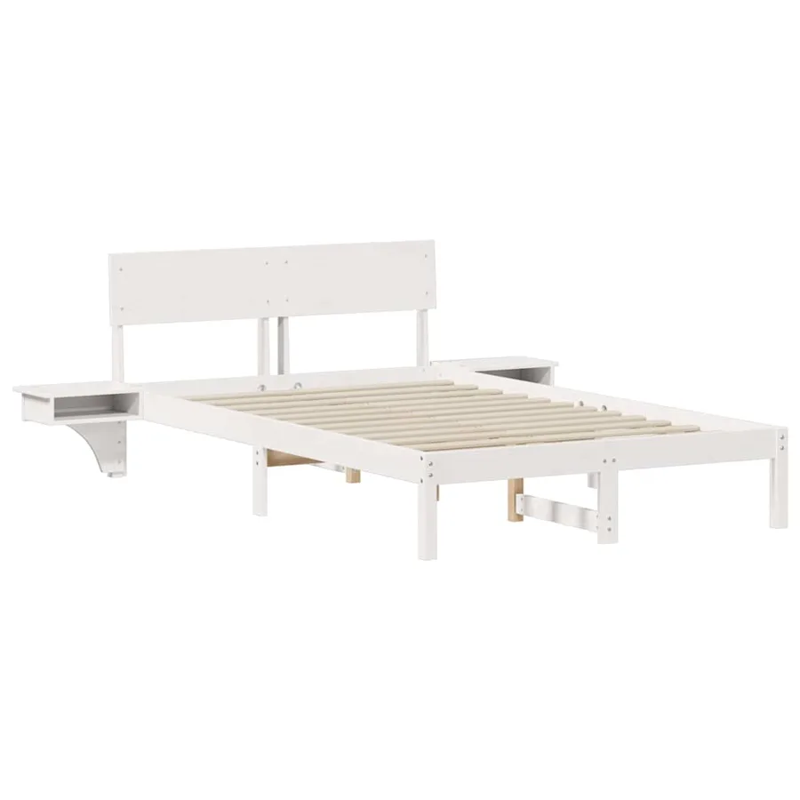 Cadre de lit avec tête de lit Blanc 135 x 190 cm Pin massif - 4