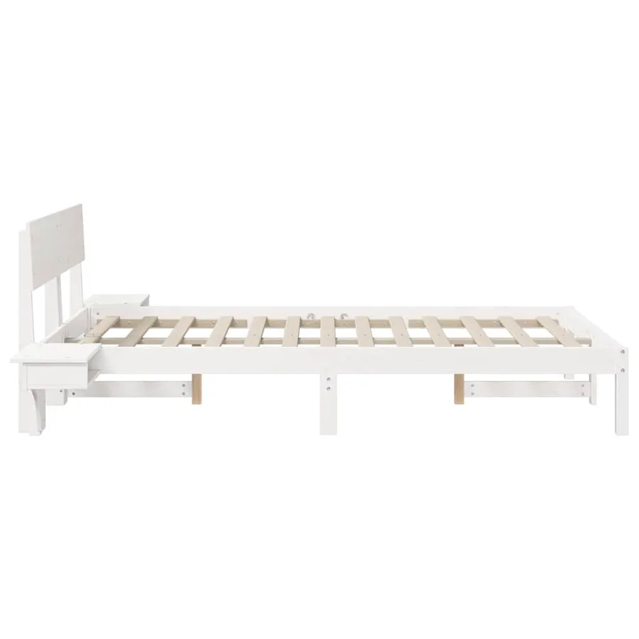 Cadre de lit avec tête de lit Blanc 135 x 190 cm Pin massif - 6