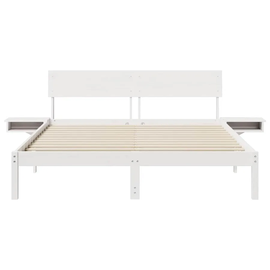Cadre de lit avec tête de lit Blanc 150 x 200 cm Pin massif - 5