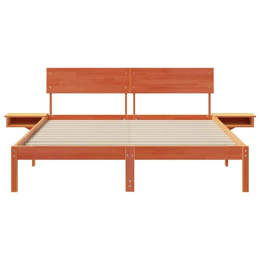 Cadre de lit avec tête de lit Brun cire 160 x 200 cm Pin massif - 5