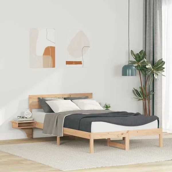 Cadre de lit avec tête de lit Marron 120 x 200 cm Pin massif