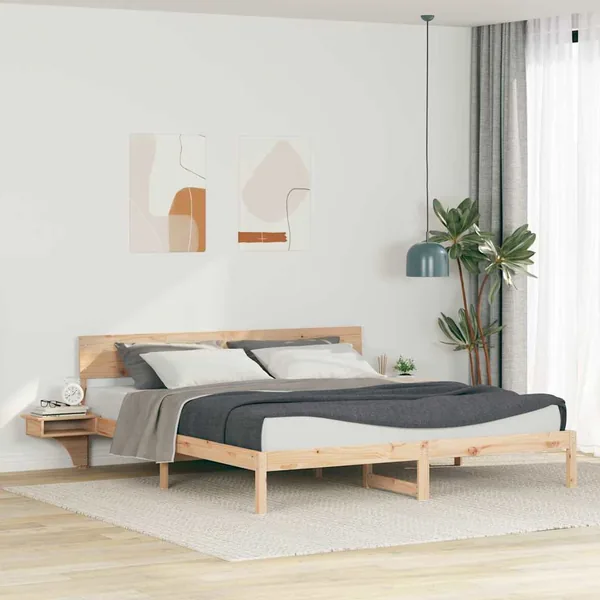 Cadre de lit avec tête de lit Marron 180 x 200 cm Pin massif