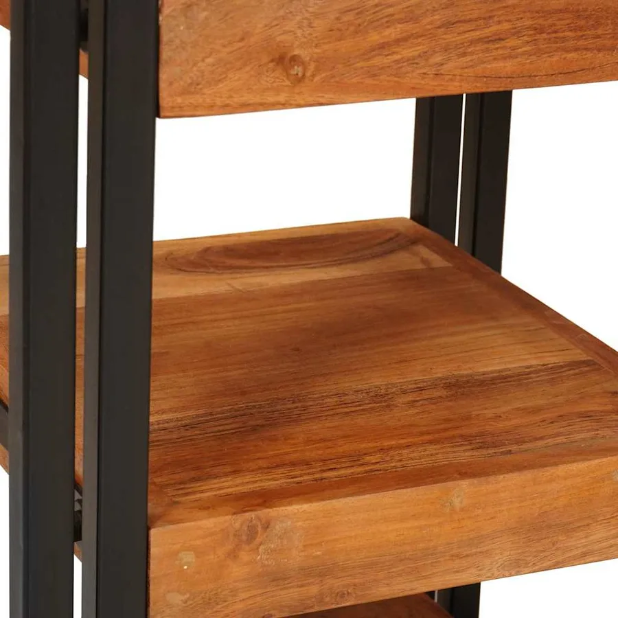 Table de chevet 2 pcs Marron et Noir Bois d'acacia massif - 11