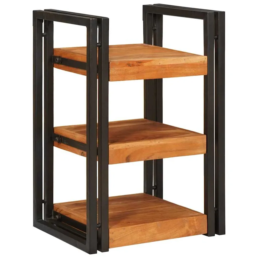 Table de chevet 2 pcs Marron et Noir Bois d'acacia massif - 3