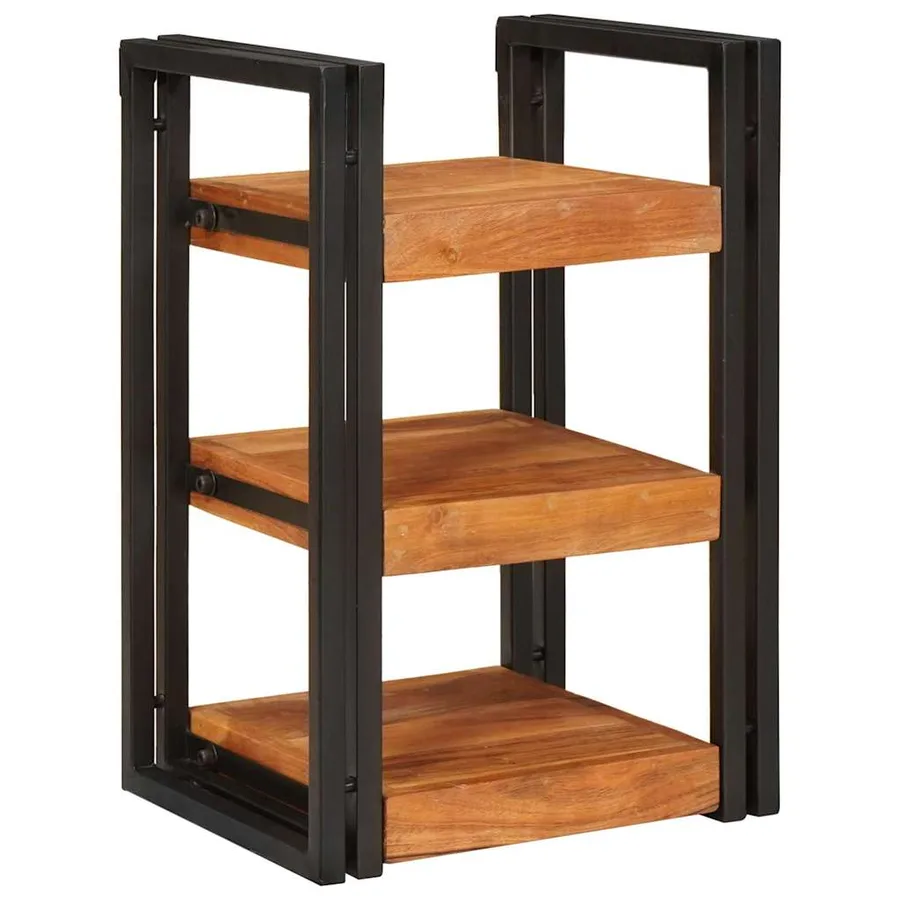 Table de chevet 2 pcs Marron et Noir Bois d'acacia massif - 4