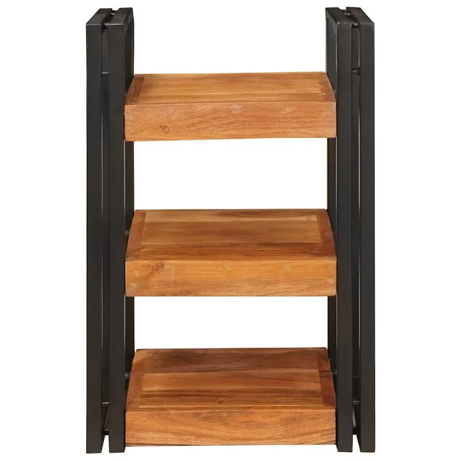 Table de chevet 2 pcs Marron et Noir Bois d'acacia massif - 5