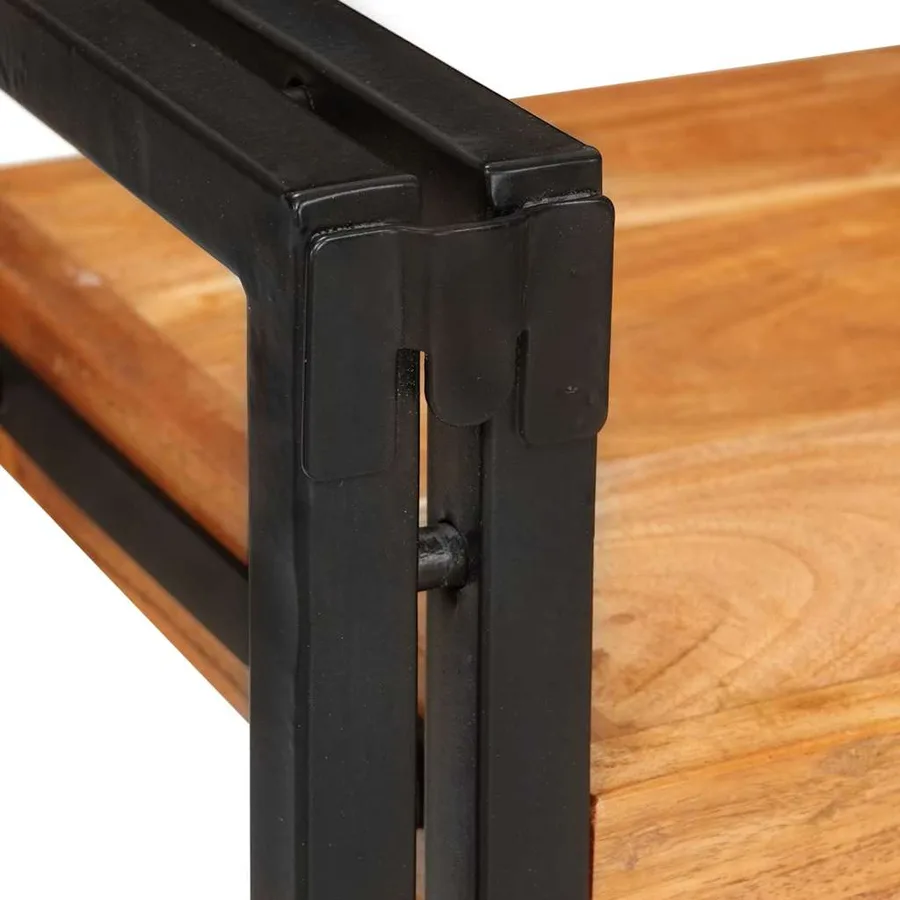 Table de chevet 2 pcs Marron et Noir Bois d'acacia massif - 9