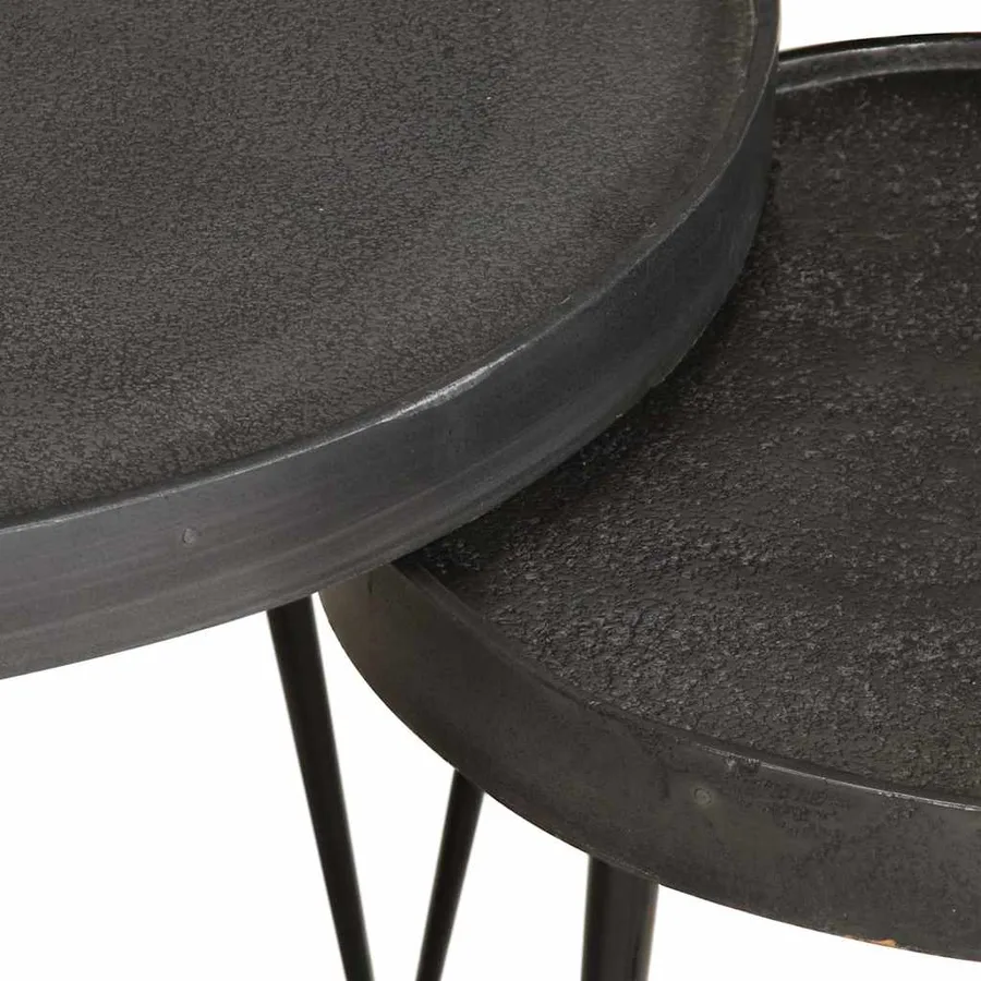 Table basse 3 pcs en bois d'ingénierie noir - 7