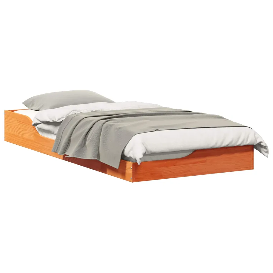 Cadre de lit Brun cire 80 x 200 cm Pin massif - 2