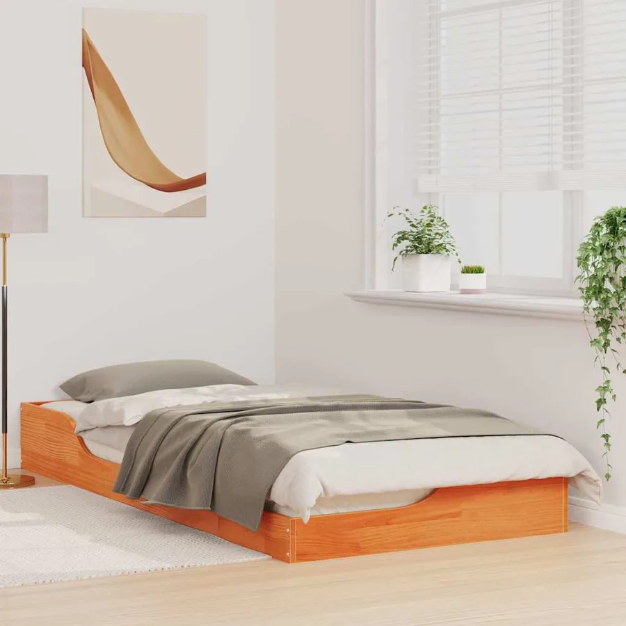 Cadre de lit Brun cire 80 x 200 cm Pin massif - 3