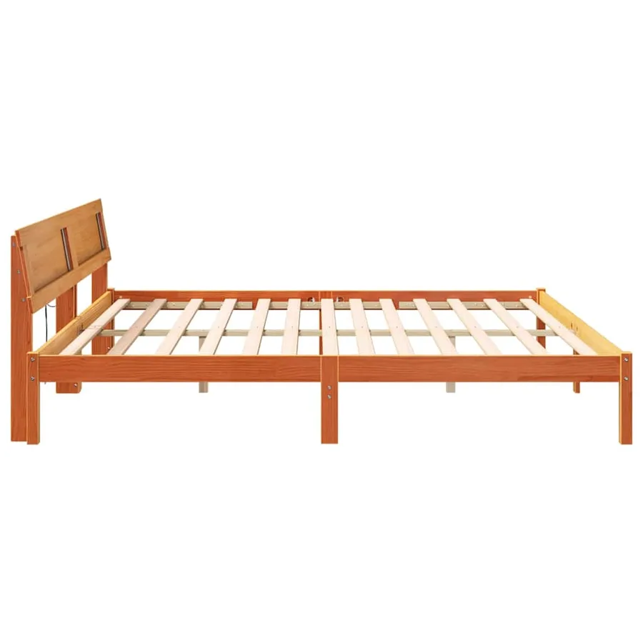 Cadre de lit avec tête de lit Brun cire 180 x 200 cm Pin massif - 6