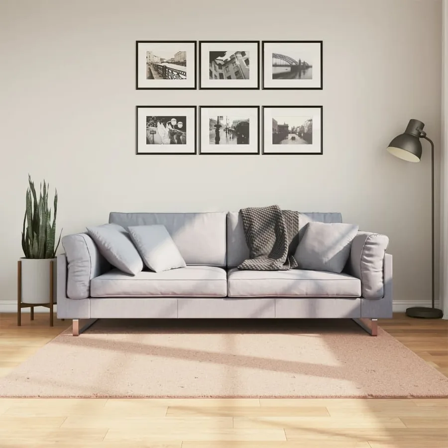 Tapis HUARTE à poils courts doux lavable rouge clair 160x160 cm