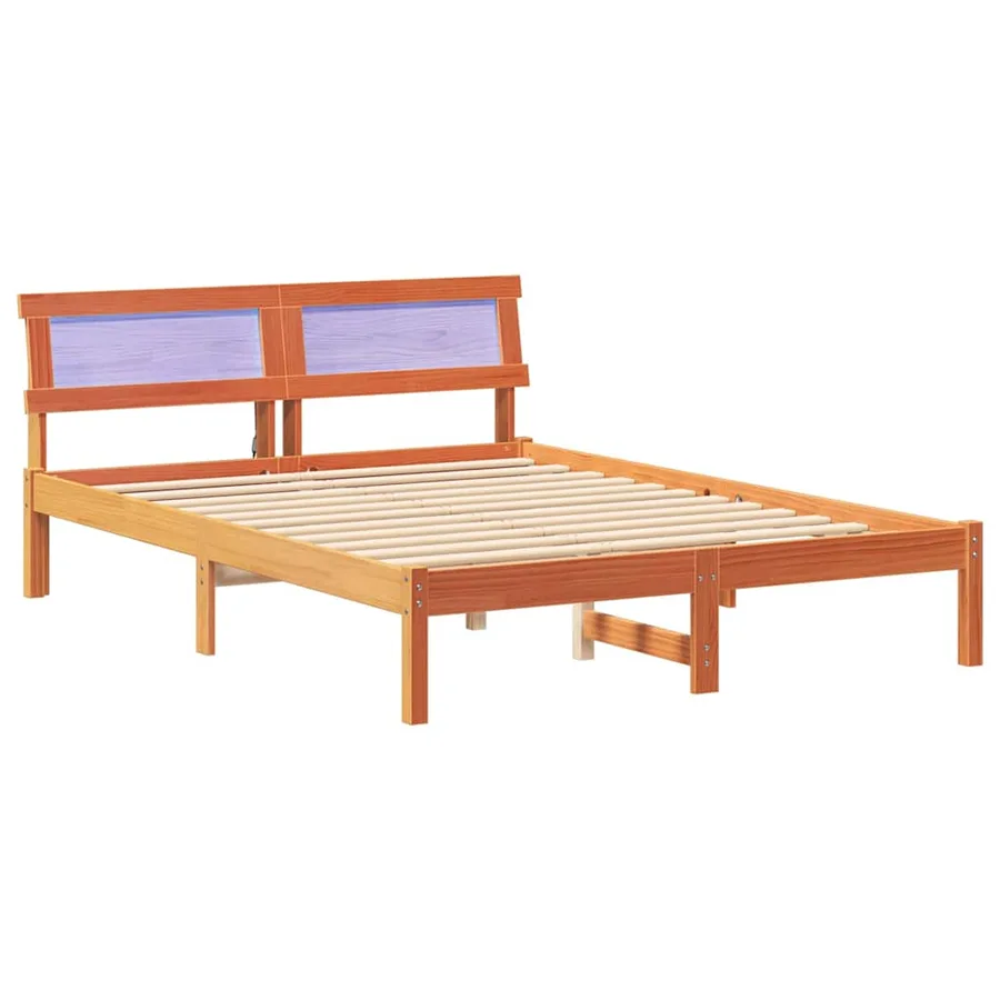 Cadre de lit avec tête de lit Brun cire 140 x 190 cm Pin massif - 2