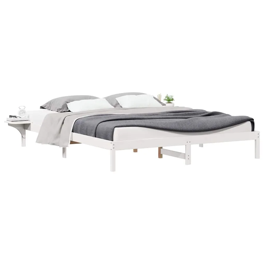 Cadre de lit avec tables de chevet Blanc 180 x 220 cm - 3