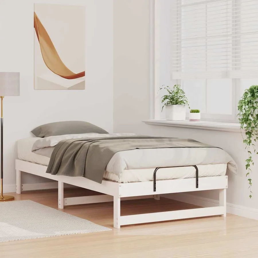 Cadre de lit Blanc 90 x 190 cm Pin massif - 3