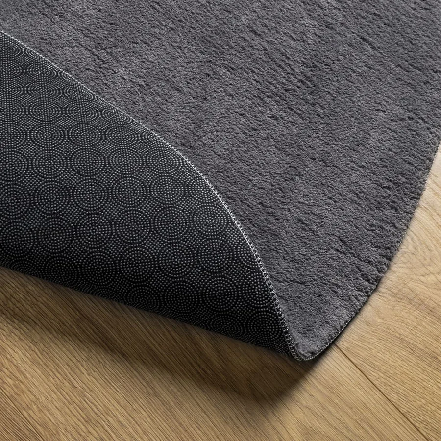 Tapis HUARTE à poils courts doux et lavable anthracite Ø 160 cm - 5