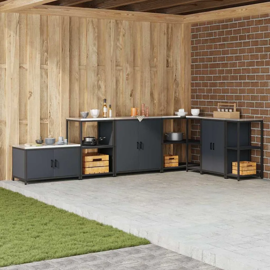 Rangement de cuisine HATTEM Anthracite 60 x 50 x 92 cm Acier