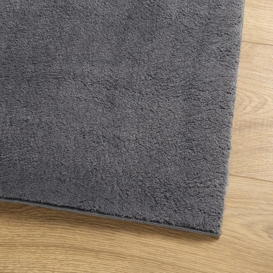 Tapis HUARTE à poils courts doux lavable anthracite 120x120 cm - 4