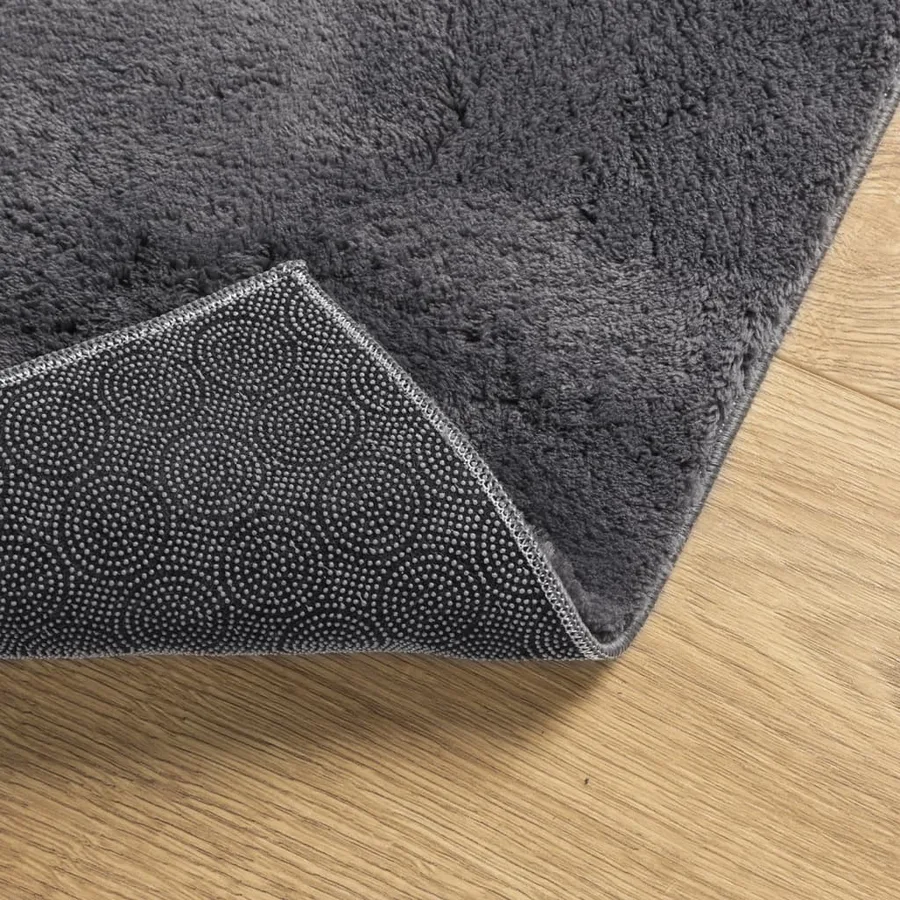 Tapis HUARTE à poils courts doux lavable anthracite 120x120 cm - 5
