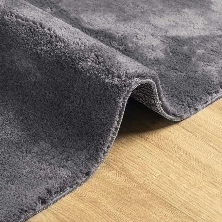 Tapis HUARTE à poils courts doux lavable anthracite 120x120 cm - 6