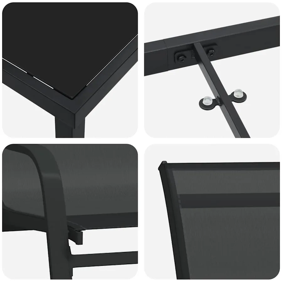 Ensemble de salle à manger pour jardin 5 pcs Noir - 9