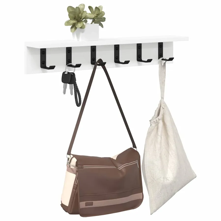 Porte-manteau mural Blanc 60 x 10,5 x 10,5 cm Bois d'ingénierie - 3