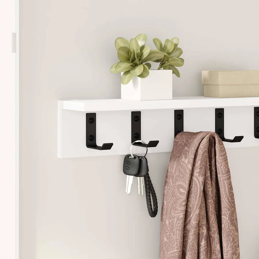 Porte-manteau mural Blanc 60 x 10,5 x 10,5 cm Bois d'ingénierie - 4