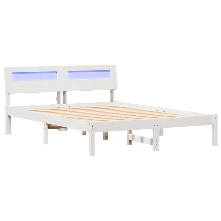 Cadre de lit avec tête de lit Blanc 140 x 190 cm Pin massif - 2