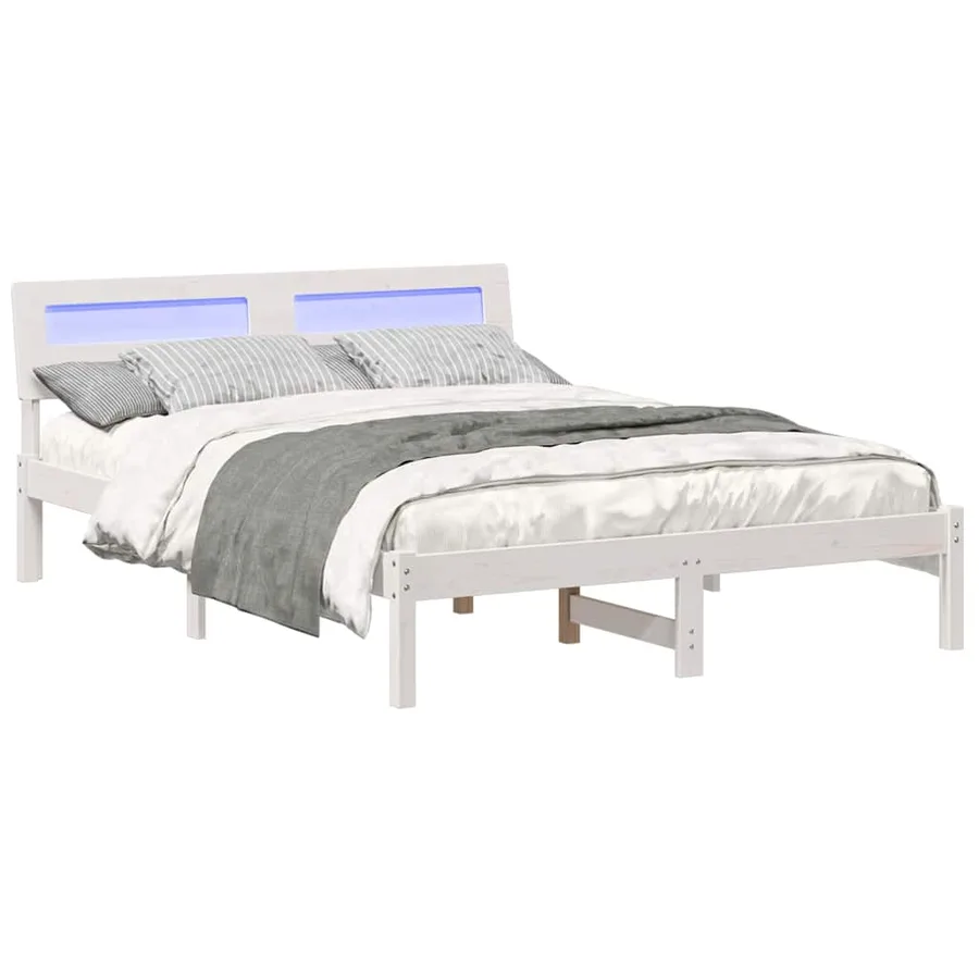 Cadre de lit avec tête de lit Blanc 140 x 190 cm Pin massif - 3