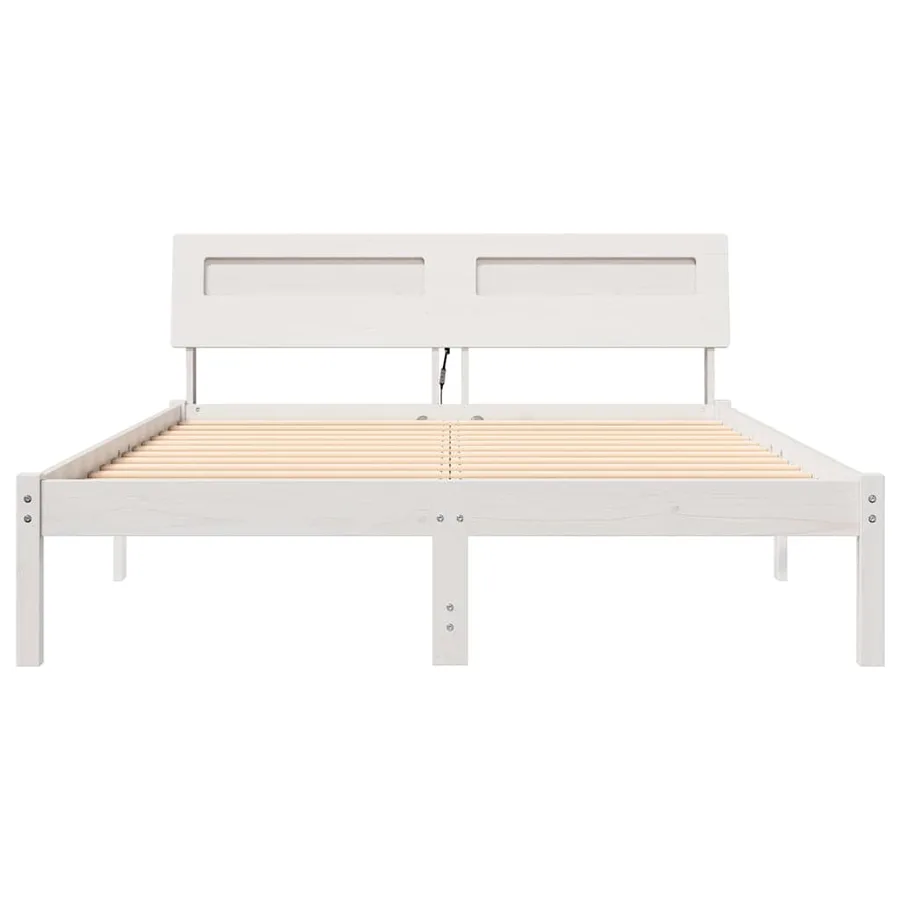 Cadre de lit avec tête de lit Blanc 140 x 190 cm Pin massif - 5