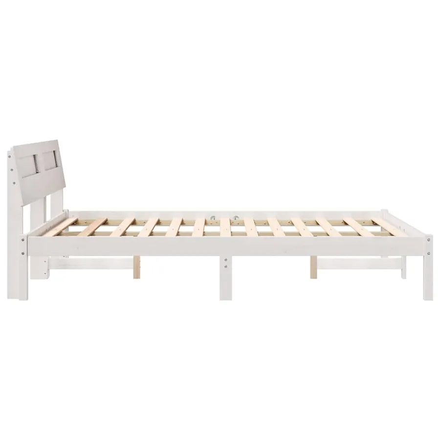 Cadre de lit avec tête de lit Blanc 140 x 190 cm Pin massif - 6